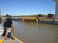 Western gates open to allow passage of a boat.
