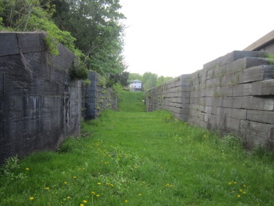 The old enlarged lock that used to be part of a series in this section of the canal.